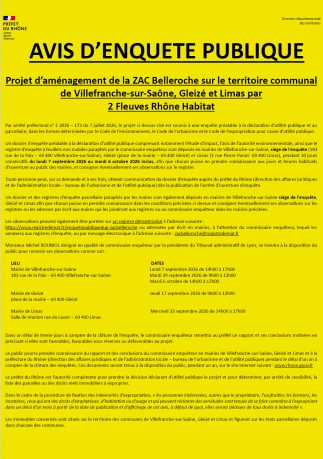 ZAC de Belleroche - Enquête publique